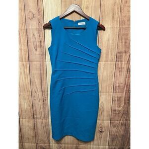 Calvin Klein size 6 teal blue starburst dress